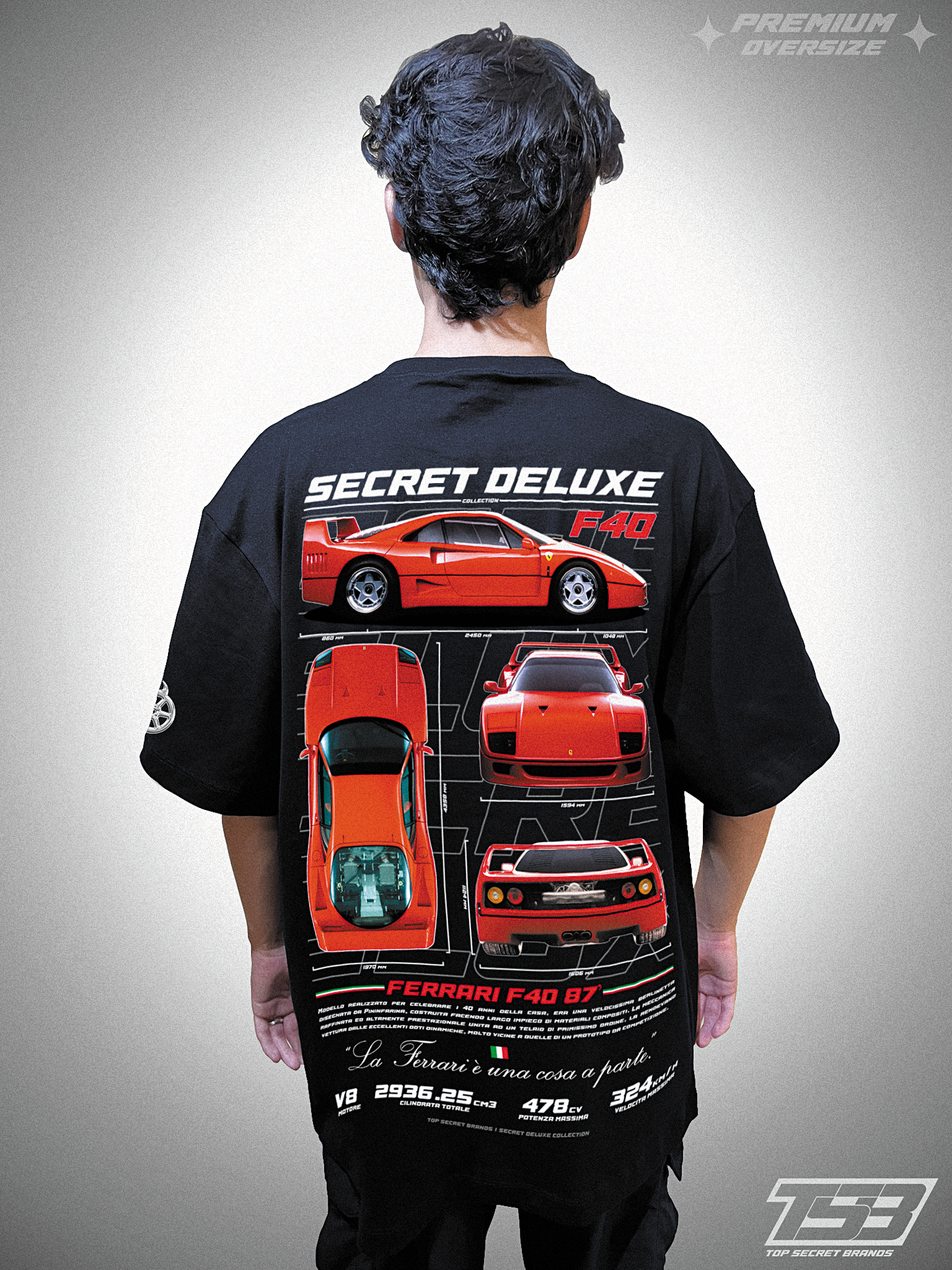 PLAYERA PREMIUM OVERSIZE FERRARI F40 - SECRET DELUXE F40