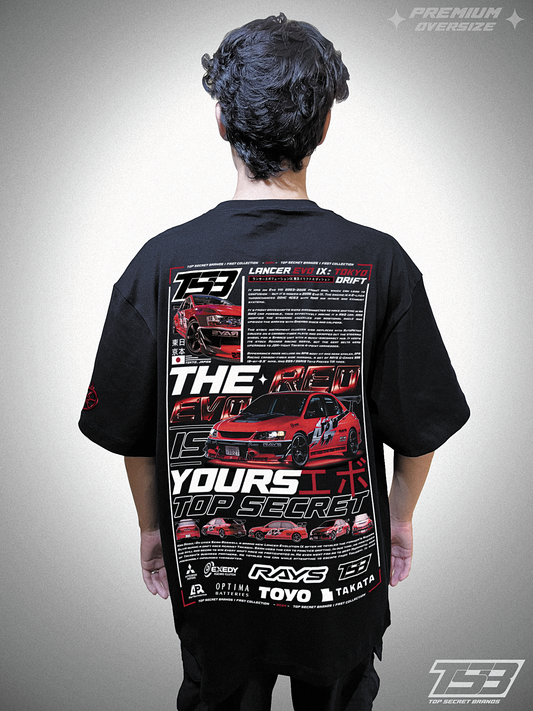 PLAYERA PREMIUM OVERSIZE LANCER EVOLUTION IX - THE RED EVO IS YOURS - FAST & FURIOUS - RÁPIDO Y FURIOSO - TOKYO DRIFT