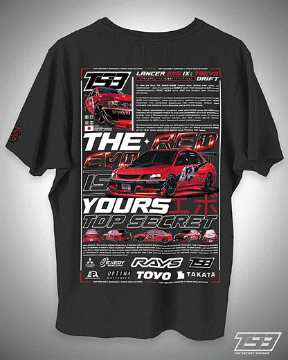 PLAYERA LANCER EVOLUTION IX - THE RED EVO IS YOURS - FAST & FURIOUS - RÁPIDO Y FURIOSO - TOKYO DRIFT - AUTOS JDM