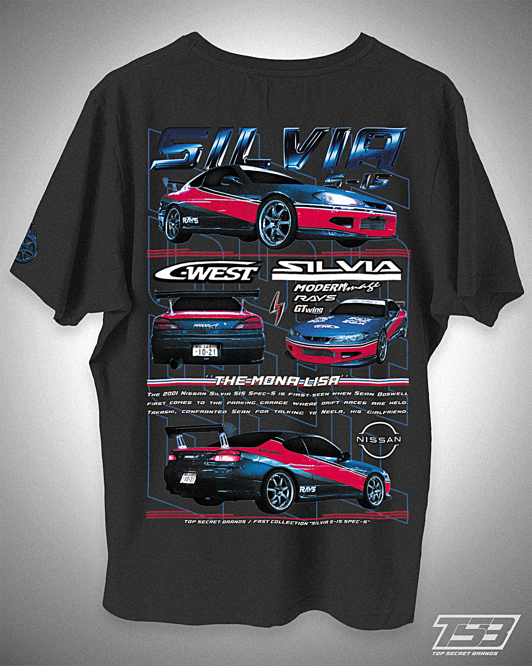 PLAYERA NISSAN SILVIA S-15 - MONA LISA S-15 - FAST & FURIOUS - RÁPIDO Y FURIOSO - TOKYO DRIFT - AUTOS JDM