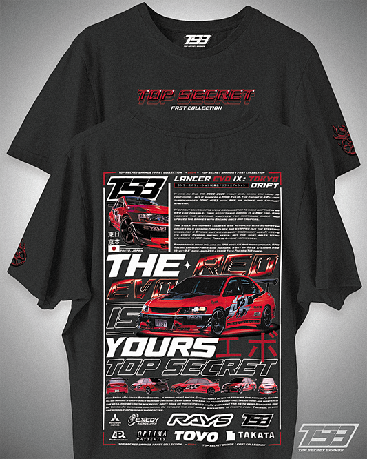 PLAYERA LANCER EVOLUTION IX - THE RED EVO IS YOURS - FAST & FURIOUS - RÁPIDO Y FURIOSO - TOKYO DRIFT - AUTOS JDM